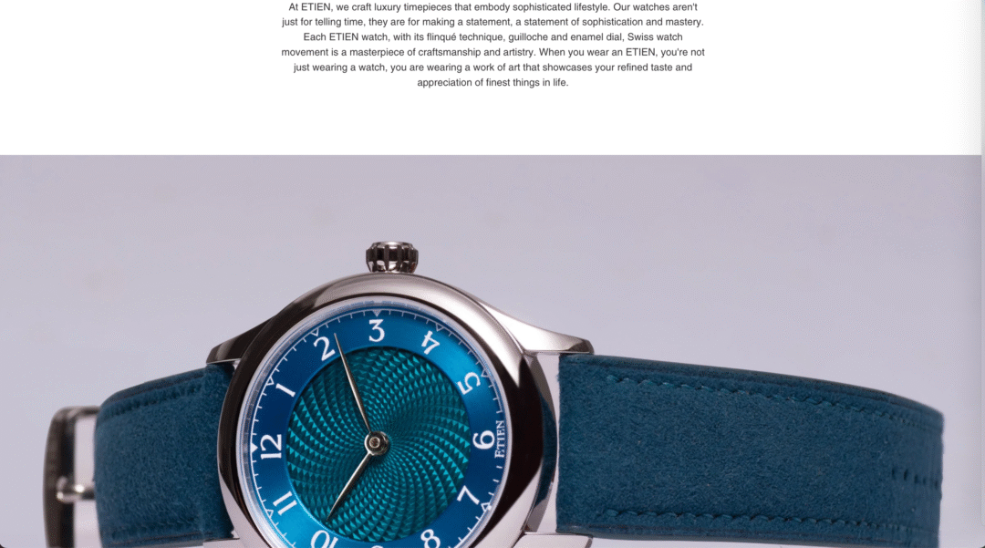 A refined Shopify product page for Etien Watches, featuring improved SEO structure, optimised metadata, and enhanced visuals for better search visibility